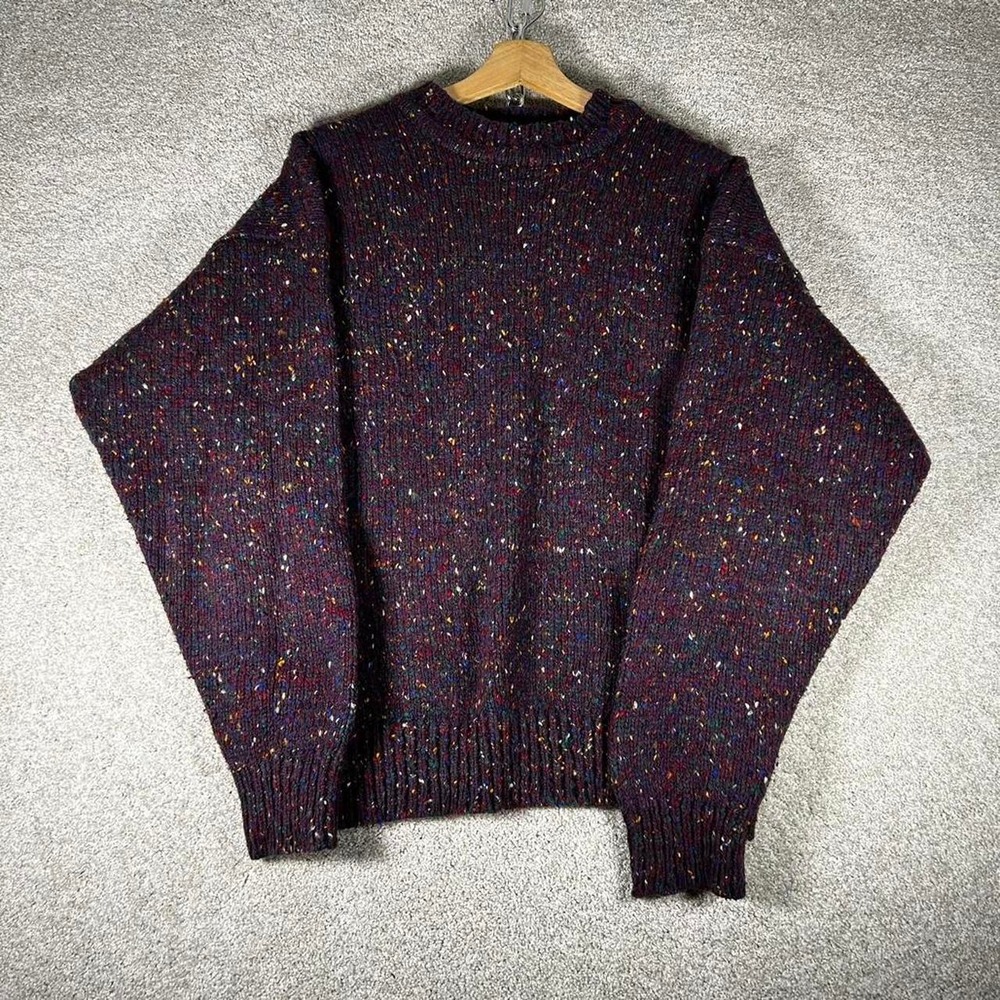 Vintage men's multicolor speckled crazy knit sweater Size XL